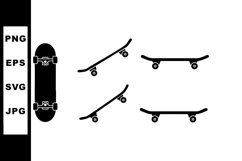 Skateboard silhouette set with different positions and angle Product Image 1