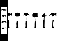 Set of black silhouette hammer tools vector icons isolated o Product Image 1