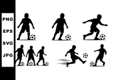 Silhouette soccer player kicking and dribbling football ball Product Image 1