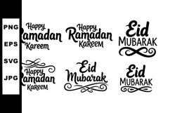 Ramadan Kareem and Eid Mubarak calligraphy vector designs fo Product Image 1