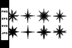 Set of vintage starburst shapes with eight points for retro Product Image 1