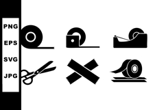 Adhesive tape icons set with scissors and tape dispenser vec Product Image 1
