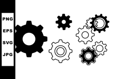Gear icons set with various sizes and styles for mechanical Product Image 1