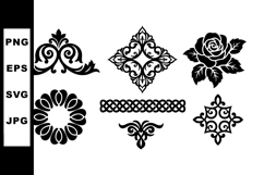 Ornamental black floral decorative vector elements with clas Product Image 1