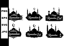 Ramadan religious mosque silhouettes crescent moon lantern i Product Image 1