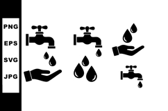 Water tap and hand icons with dripping drops vector design f Product Image 1