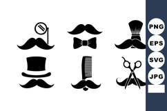 Mustache icons with grooming tools including mirror brush co Product Image 1
