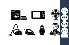Household appliances icons set including washing machine mic Product Image 1