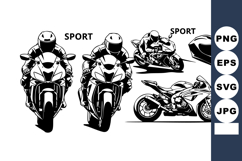 Sport motorcycle racing front and side view with helmet and Product Image 1