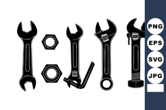 Adjustable wrench and pipe wrench vector set with nuts and s Product Image 1