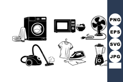 Household appliances collection with washing machine microwa Product Image 1