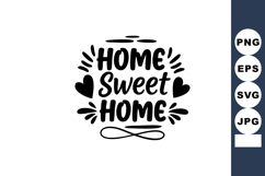 Home Sweet Home Inspirational Hand Lettering Design with Hea Product Image 1