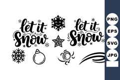 Let it snow text calligraphy with snowflakes stars and holid Product Image 1
