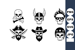 Skull designs with pirate, viking, cowboy and biker themes i Product Image 1