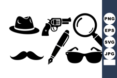 Detective accessories collection with hat revolver magnifyin Product Image 1
