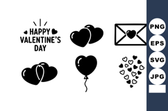 Valentine’s Day heart icons love symbols romantic greeting e Product Image 1