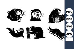 Beaver animal cartoon vector set showing different playful a Product Image 1
