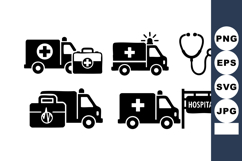 Medical ambulance and healthcare vector icons including hosp Product Image 1
