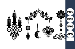 Elegant black silhouette candle holder crescent moon heart f Product Image 1