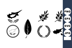 Cyprus map icons with olive branch and laurel wreath vector Product Image 1