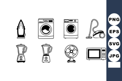 Household appliances icons set with iron washing machines va Product Image 1