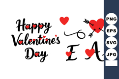 Valentine’s Day Greeting with Red Hearts and Arrow Cupid Sym Product Image 1