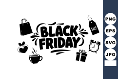 Black Friday shopping sale design with icons of coffee gift Product Image 1