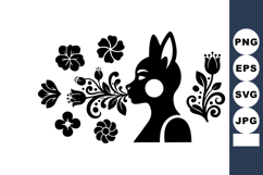 Silhouette of Girl with Floral Elements and Decorative Plant Product Image 1