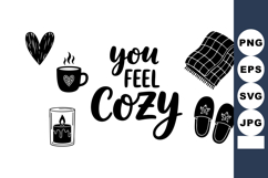 Cozy feeling hand drawn lettering with candle cup slippers b Product Image 1