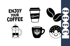 Coffee cup takeaway coffee beans donut french press enjoy yo Product Image 1