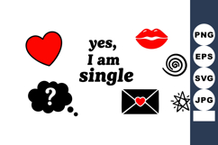 Single status relationship symbols with heart kiss love enve Product Image 1