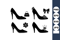 High heel shoes vector icons with floral and diamond decorat Product Image 1