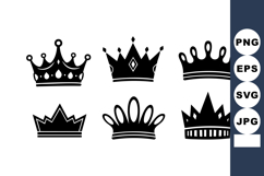 Crown silhouettes collection with six different black vector Product Image 1