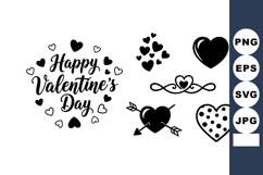 Valentines Day hearts and love symbols vector set for romant Product Image 1