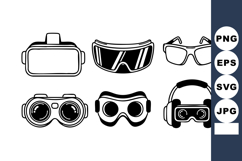 Virtual reality goggles and protective eyewear vector icons Product Image 1