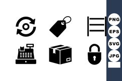 Business and commerce icons with shopping tag, cash register Product Image 1