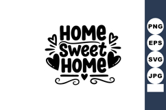 Home sweet home hand lettering design with hearts and decora Product Image 1
