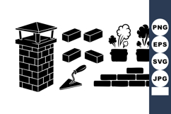 Brick chimney with bricks and mortar trowel vector illustrat Product Image 1