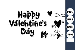 Happy Valentines Day calligraphy vector with hearts and love Product Image 1