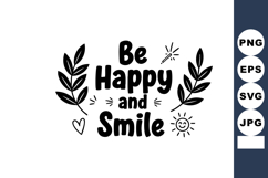 Be Happy and Smile Inspirational Positive Quote with Leaves Product Image 1