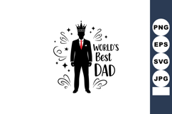 Worlds Best Dad silhouette with crown and red tie for Father Product Image 1
