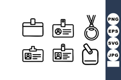 Identification badge and medal icon set with clean lines and Product Image 1