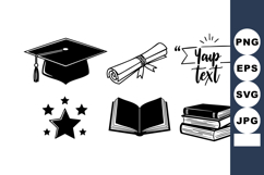 Graduation cap diploma scroll book stack star icons vector i Product Image 1