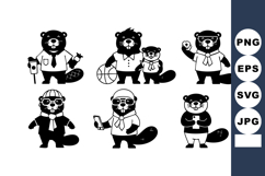 Cartoon beaver characters in various professional and casual Product Image 1
