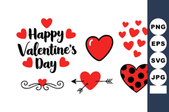 Valentine’s Day hearts and love symbols vector set for roman Product Image 1