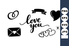 Love You Romantic Heart Shapes Envelope and Rings Vector Des Product Image 1