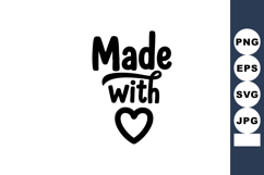 Made with love heart symbol hand-drawn style simple black ve Product Image 1