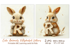 Cute Rabbit, baby Animal Alphabet Letters ABC Printable card Product Image 1