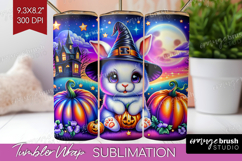 Rabbit Halloween Tumbler Wrap Cute Animal Tumbler PNG Product Image 1