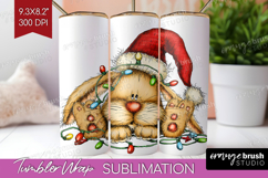 Rabbit Tangled In Christmas Lights Tumbler Wrap Funny Xmas Product Image 1